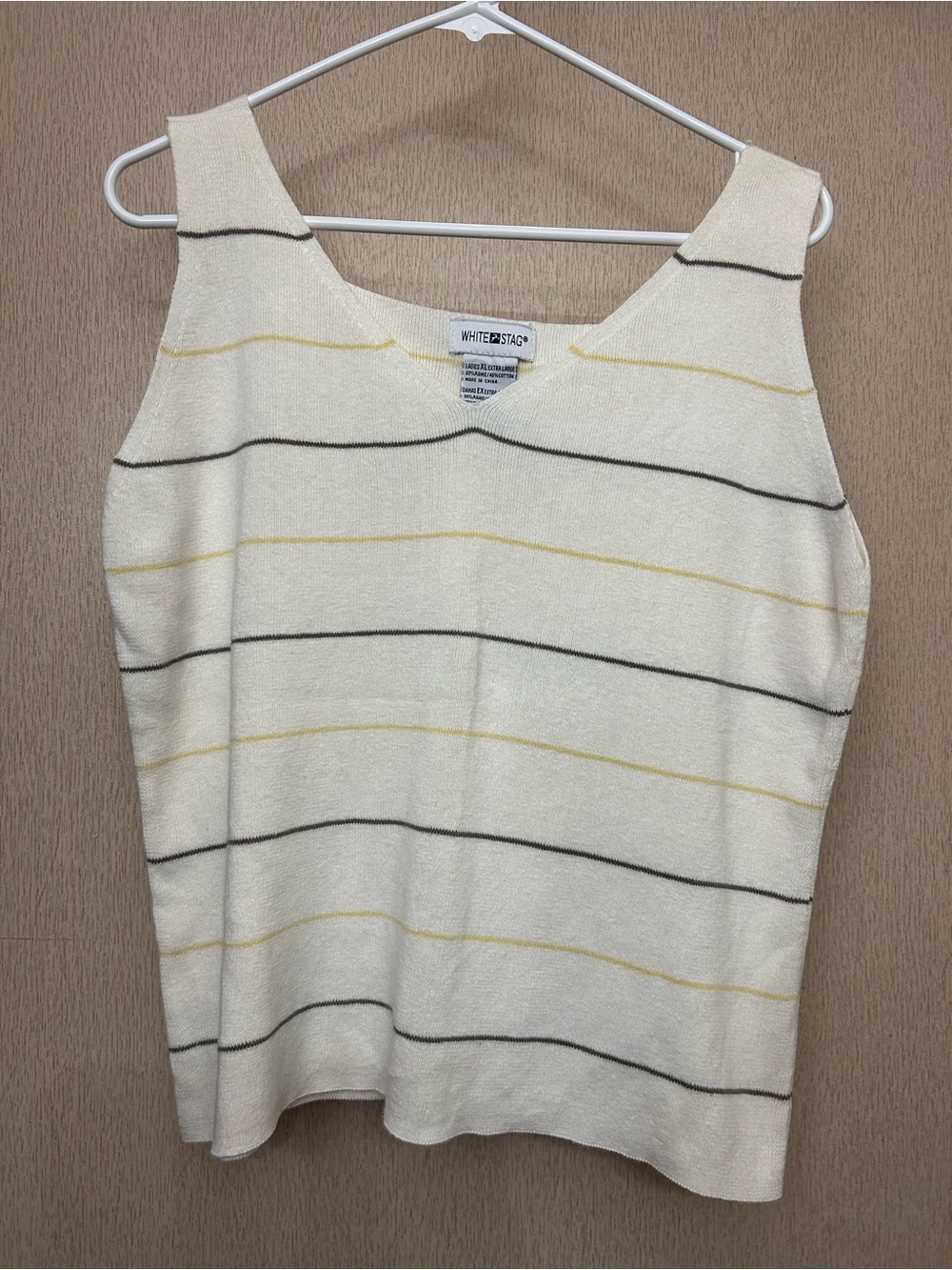 Vintage White Stag Striped Sweater - Size XL